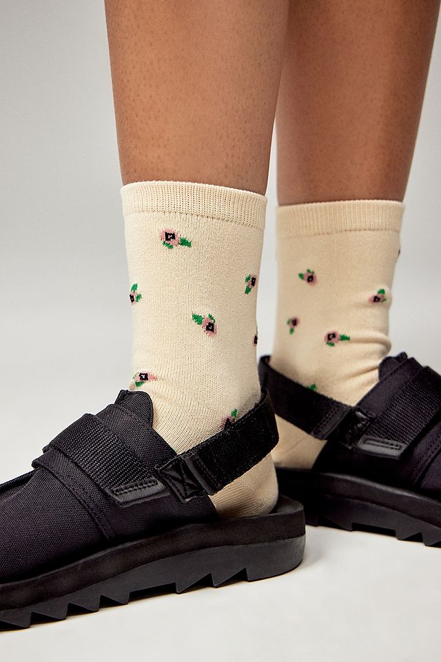 Crew Sock -Cream Rosette