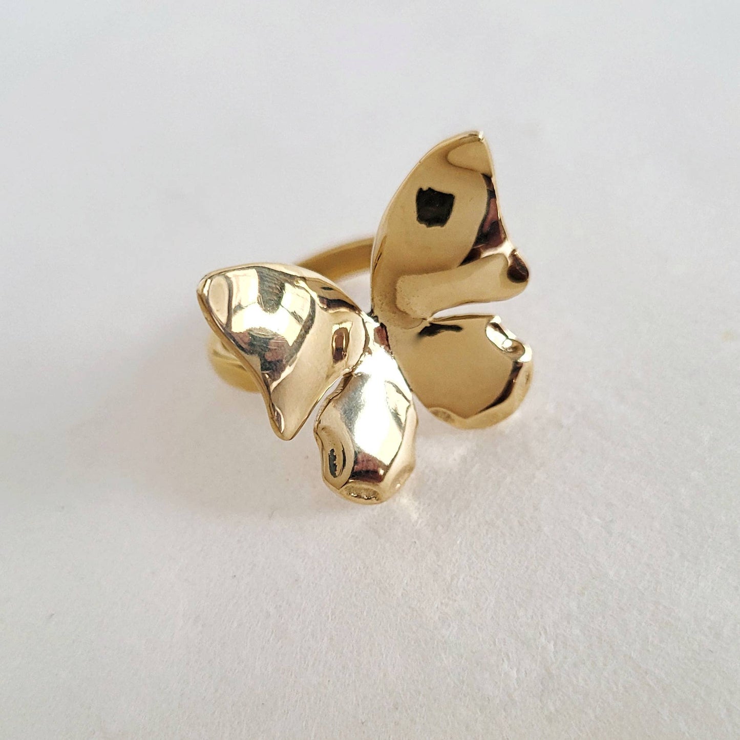 Adjustable Brass Butterfly Ring