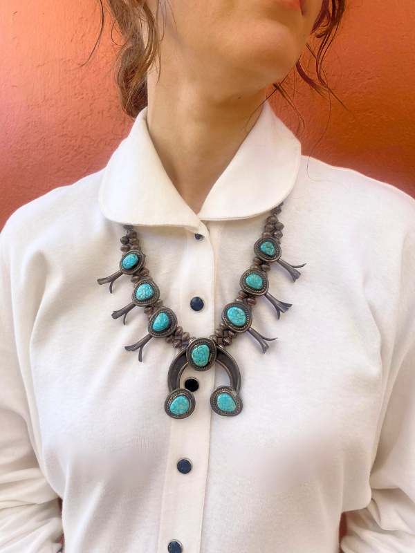 Turquoise Squash Blossom Necklace