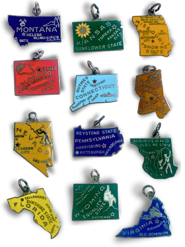 Sterling Silver State Charms