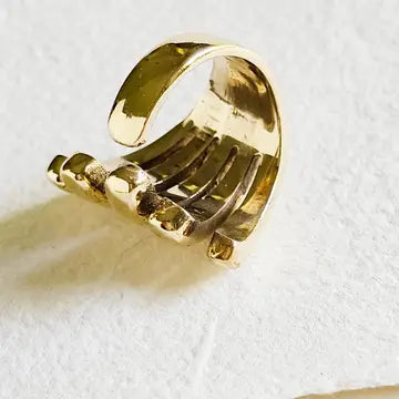 Handmade Brass Flair Five Prong Wrap Ring