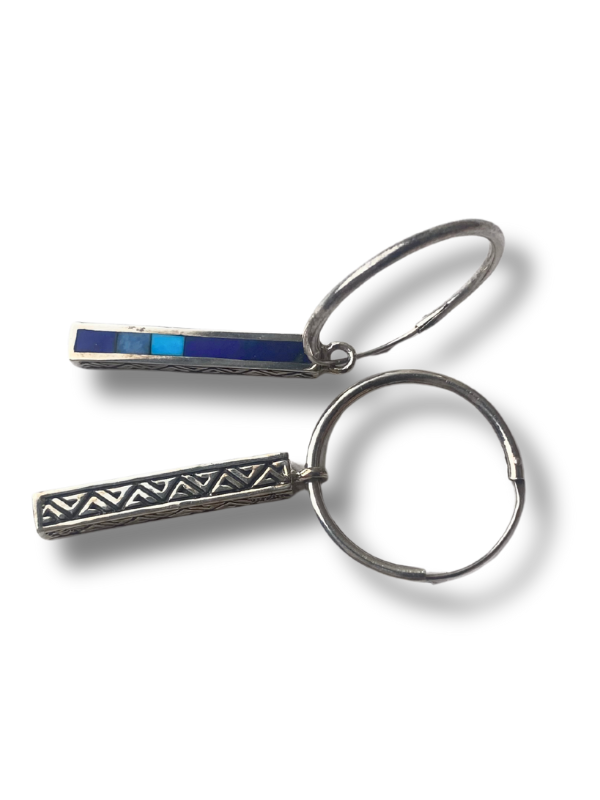 MM Rogers Turquoise Inlay Charm Hoop Earrings