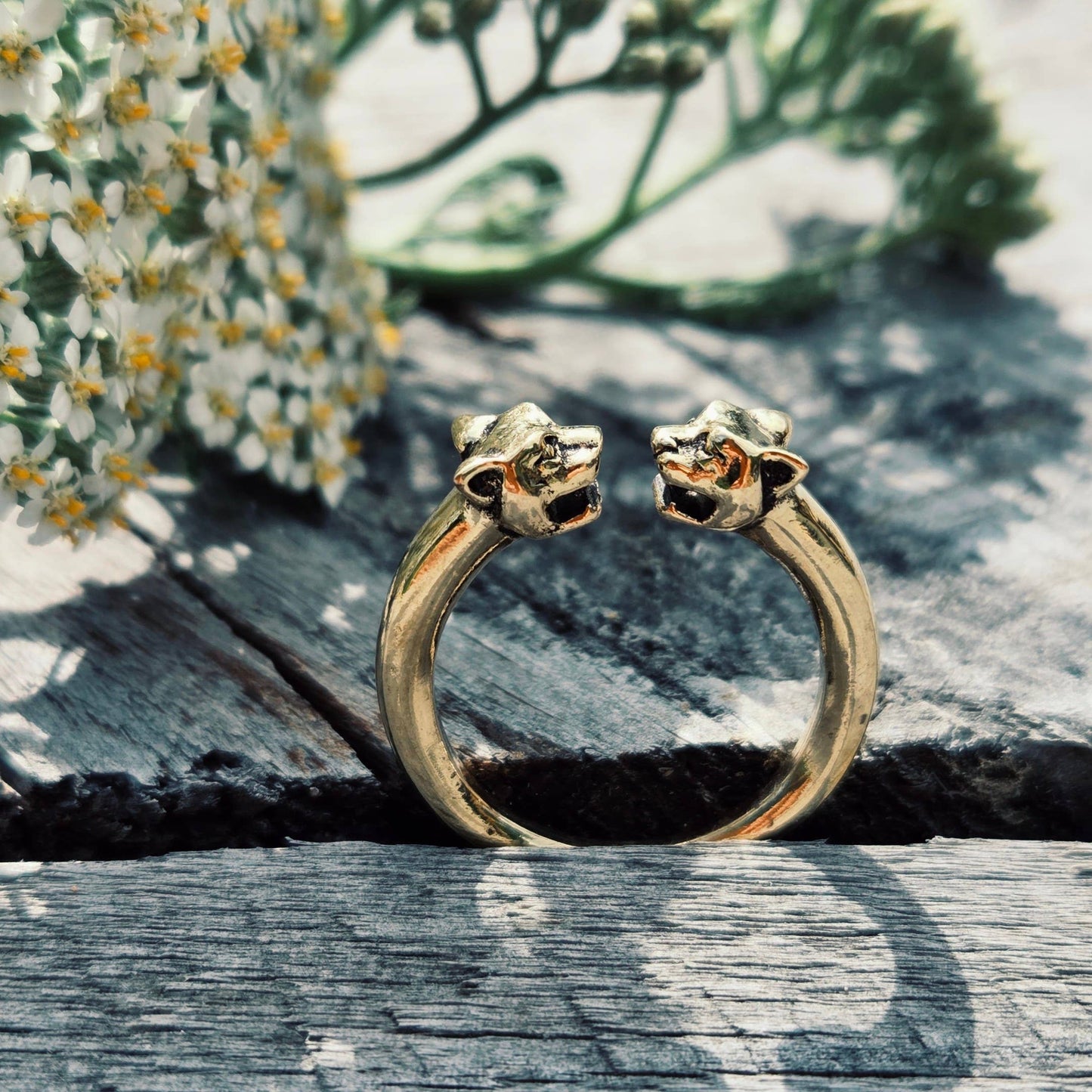 Adjustable Brass Tiger Ring