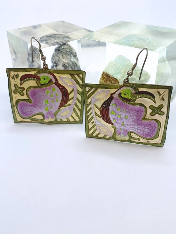 Vintage Laurel Burch Tucan Earrings