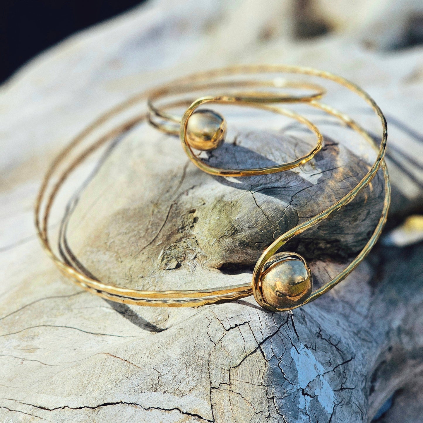 Brass Wire Sphere Bangle Bracelet