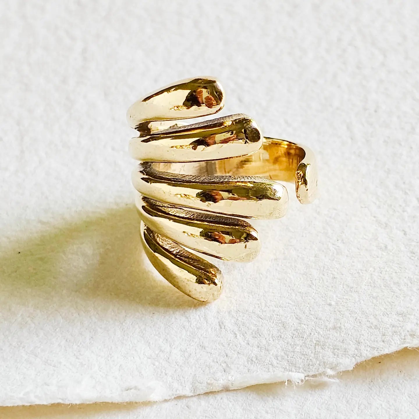 Handmade Brass Flair Five Prong Wrap Ring