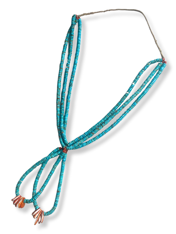 3 Strand Turquoise and Coral Beaded Necklace