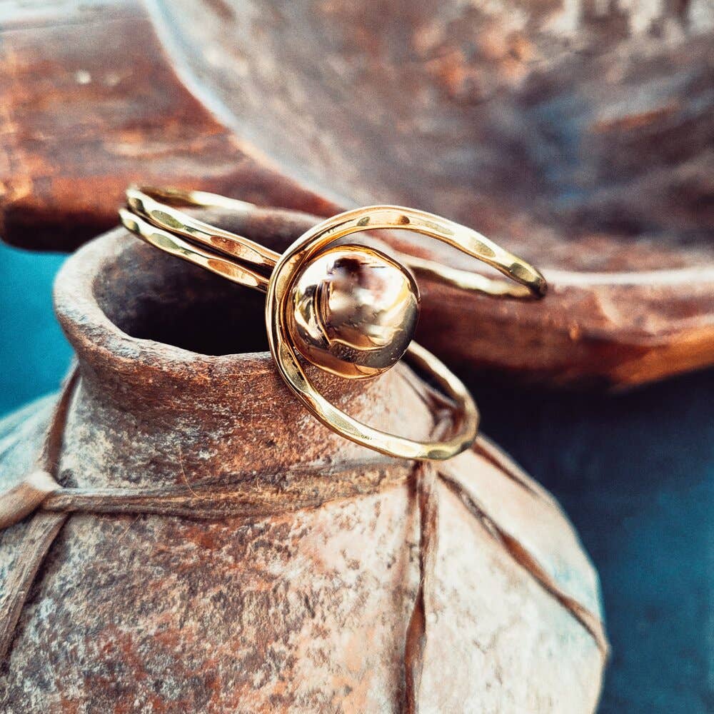 Brass Wire Sphere Bangle Bracelet
