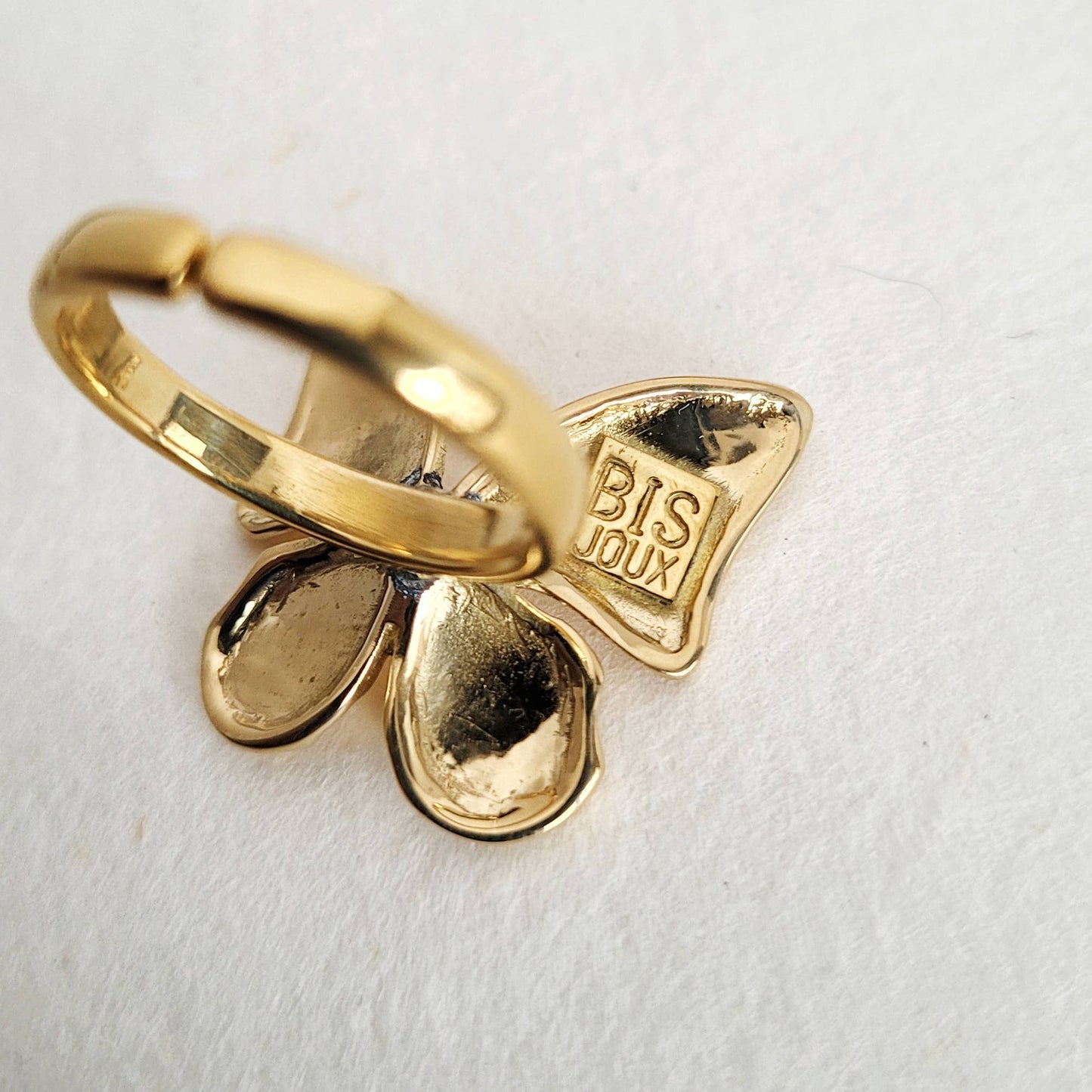 Adjustable Brass Butterfly Ring