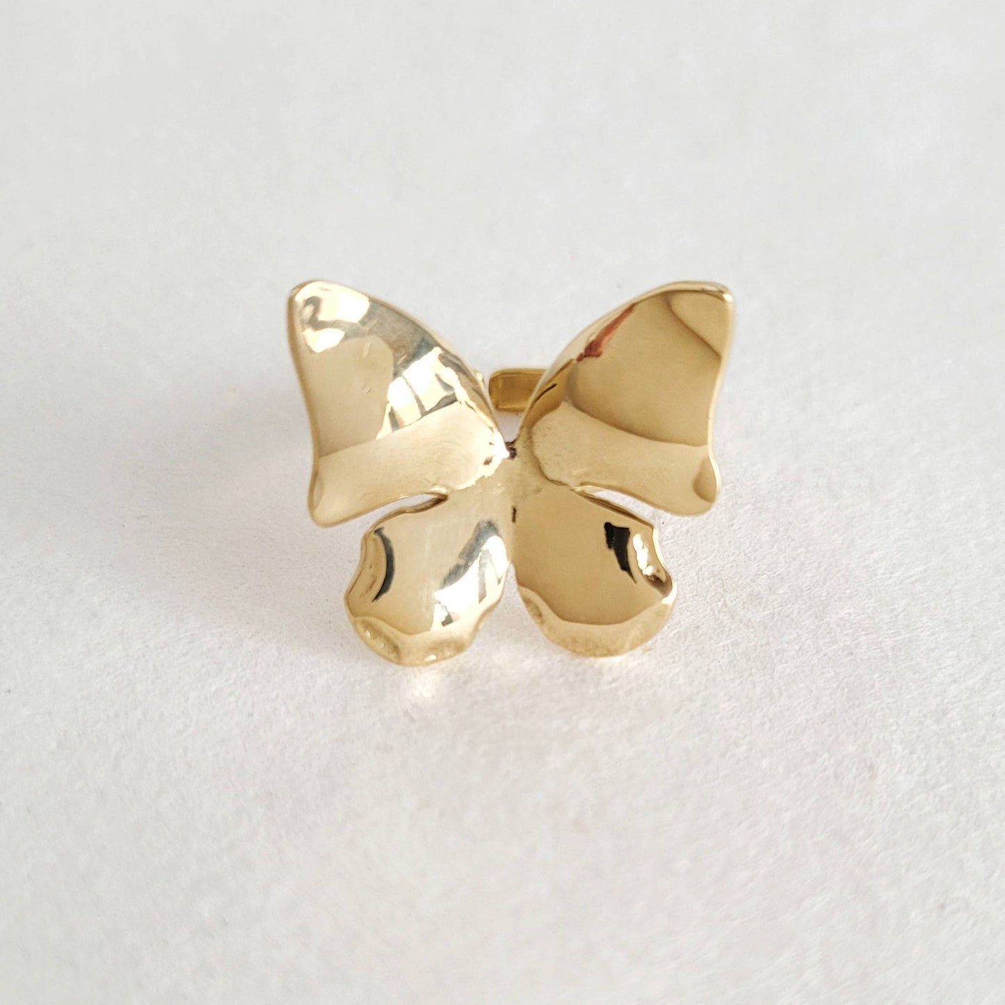 Adjustable Brass Butterfly Ring