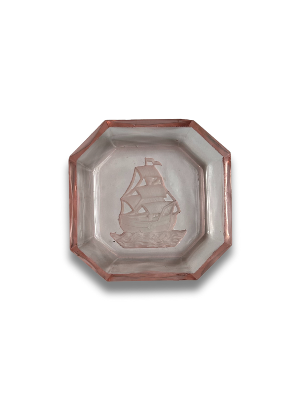 Sailing Ship Czech Glass Salt Cellars