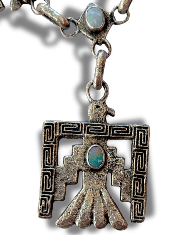 Gilbert Dino Garcia Tufa-Cast Sterling Silver Thunderbird Necklace