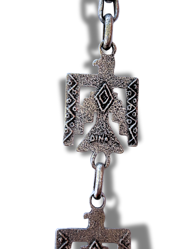 Gilbert Dino Garcia Tufa-Cast Sterling Silver Thunderbird Necklace