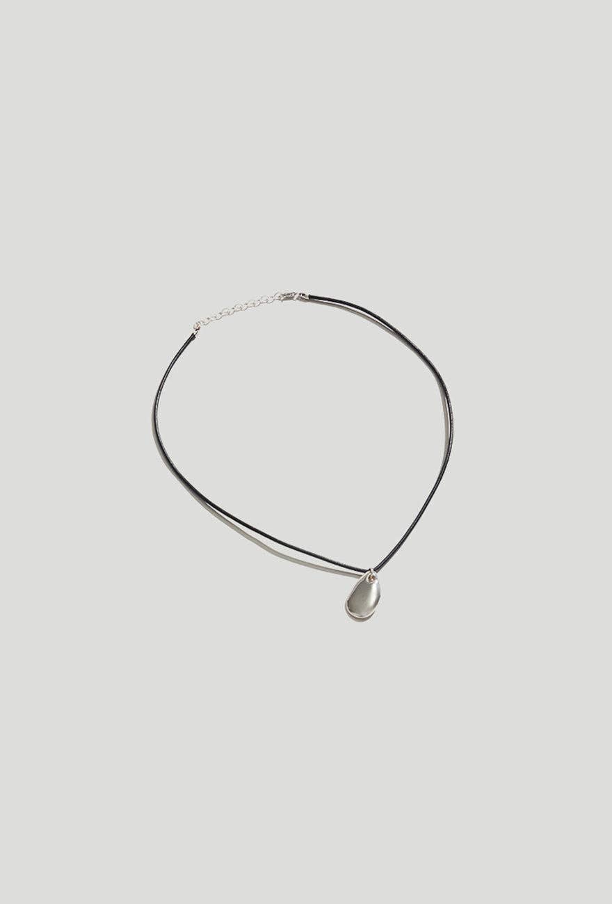 Small Pebble Pendant Necklace Sterling Silver Cord