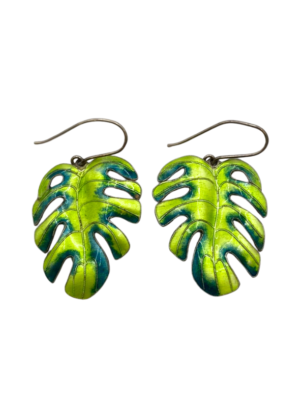 Vintage Laurel Burch Monstera Earrings