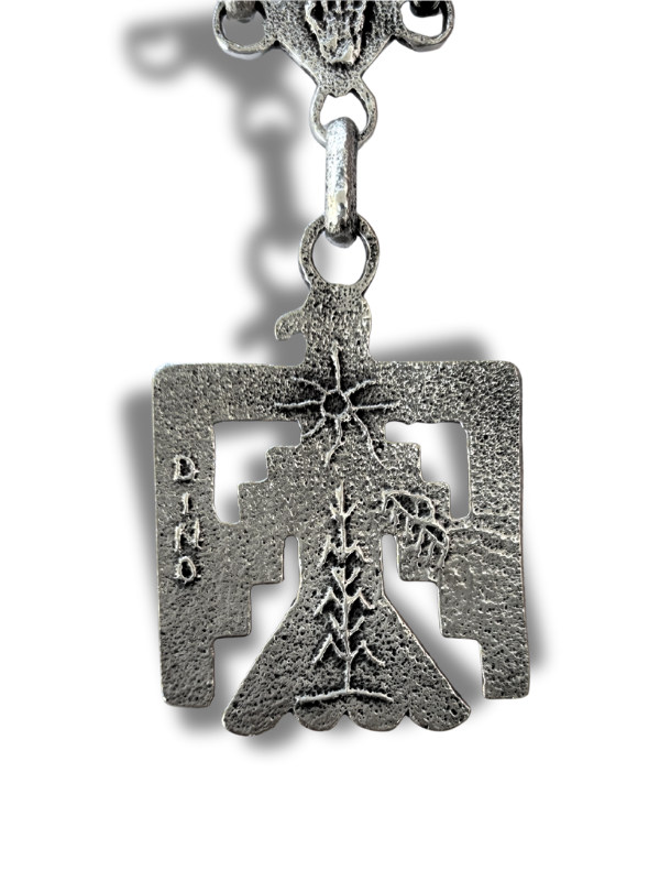 Gilbert Dino Garcia Tufa-Cast Sterling Silver Thunderbird Necklace