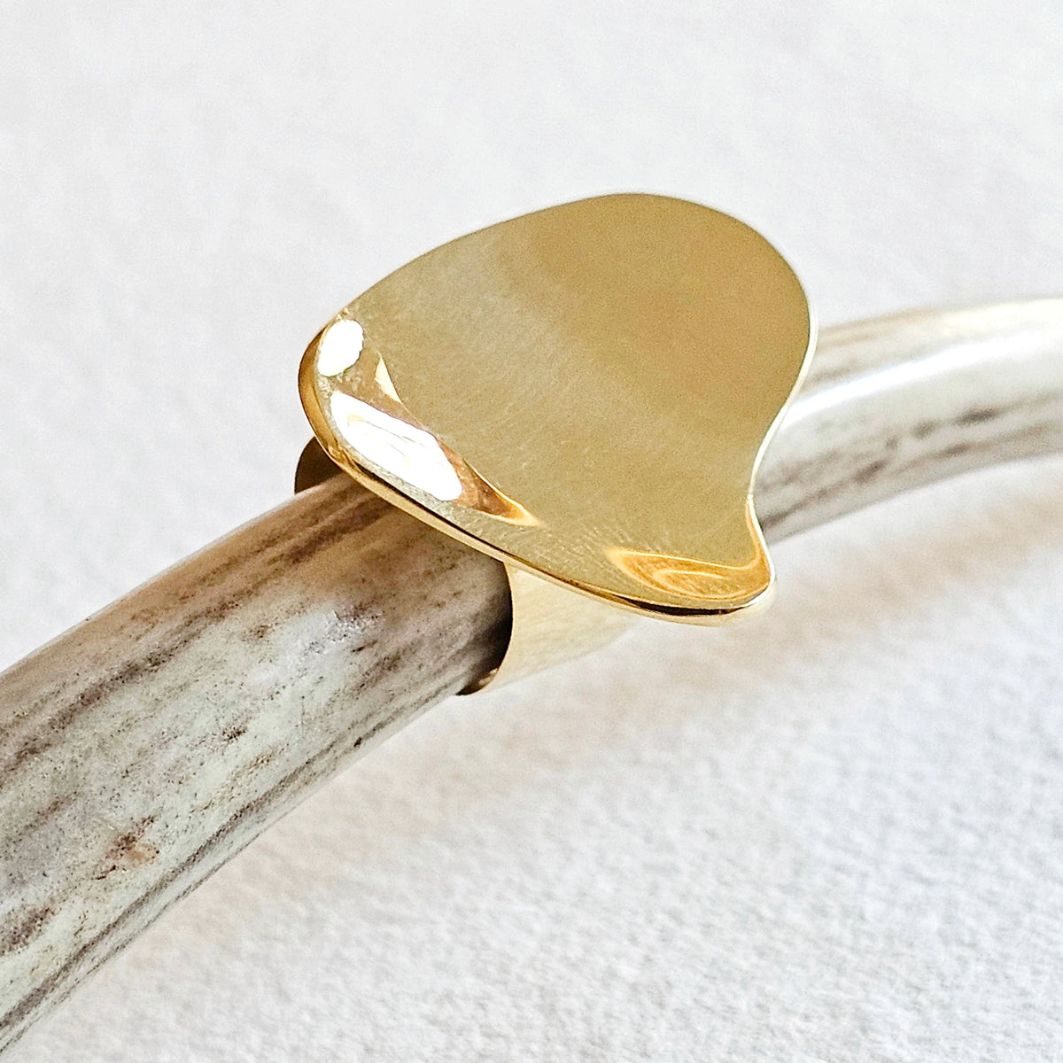 Brass Ring Pebble Convex Handmade Organic
