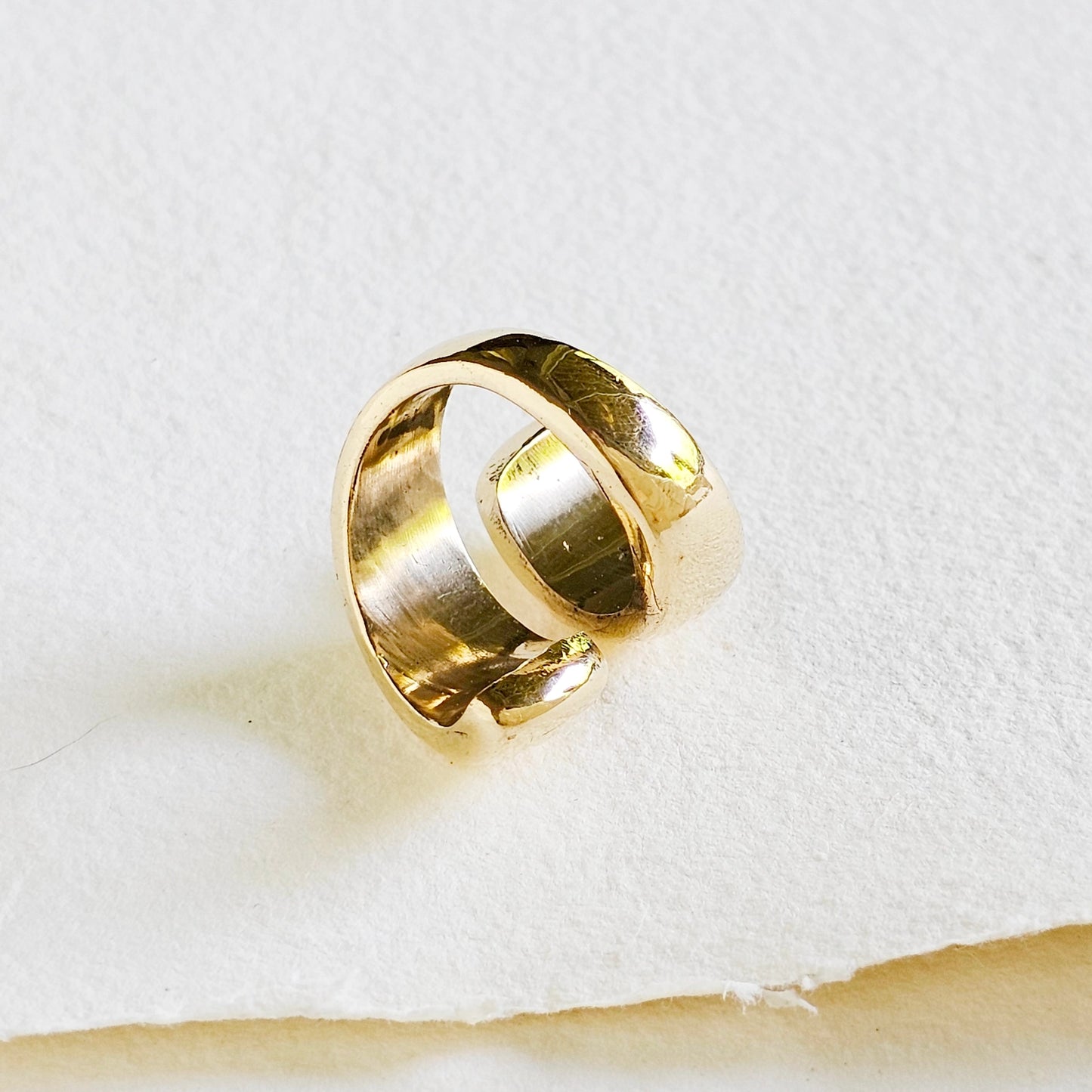 Handmade Brass Flair Thick Wrap Ring