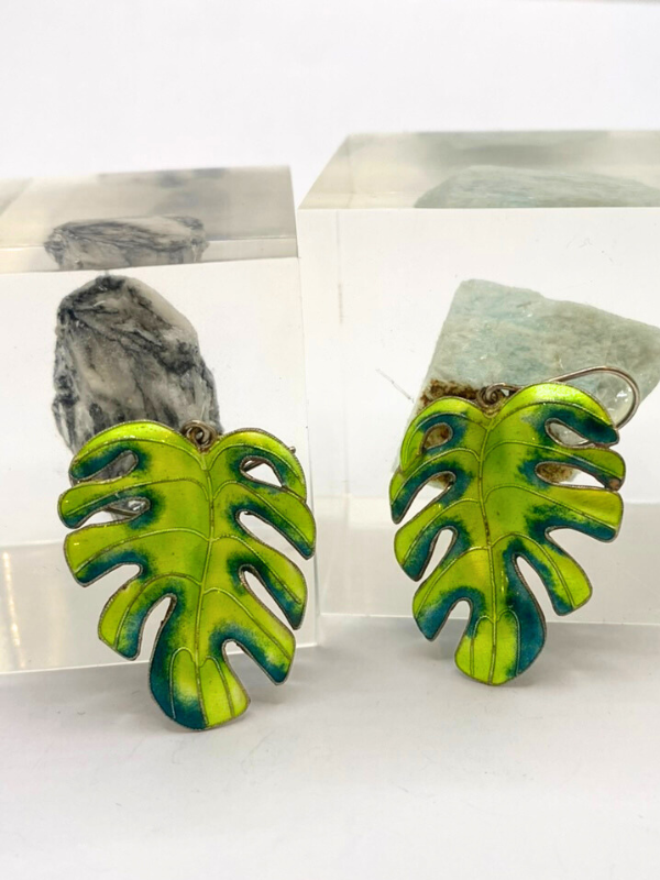 Vintage Laurel Burch Monstera Earrings