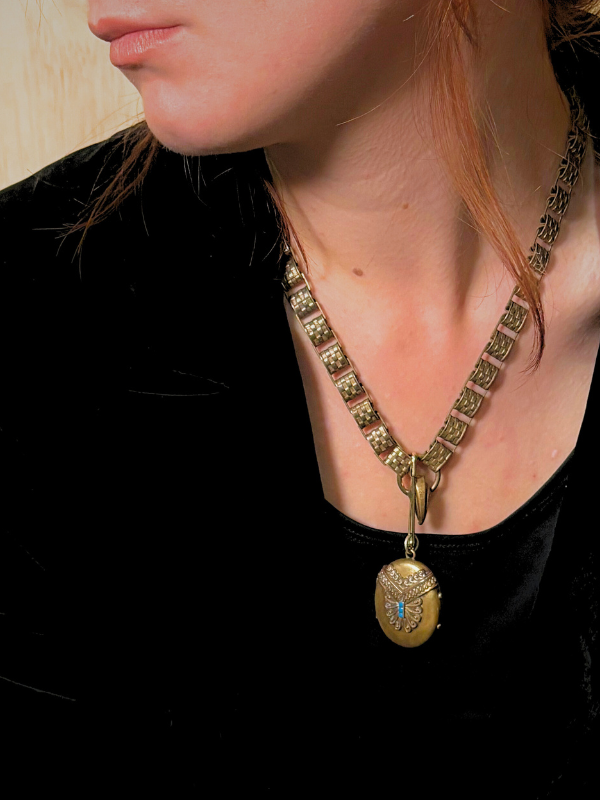 Victorian 10K Gold & Turquoise Locket