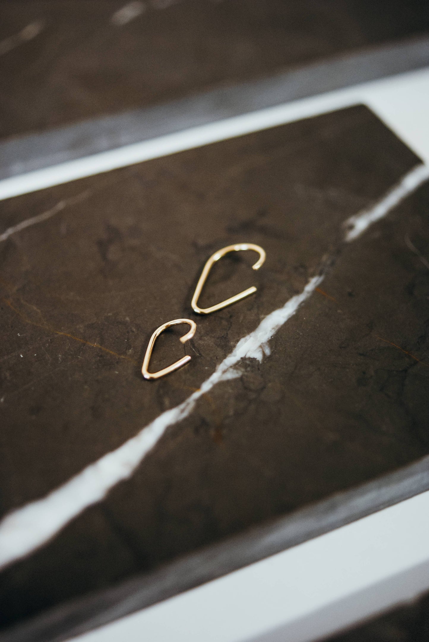 Triangle Huggie Hoop, Solid 14K Gold