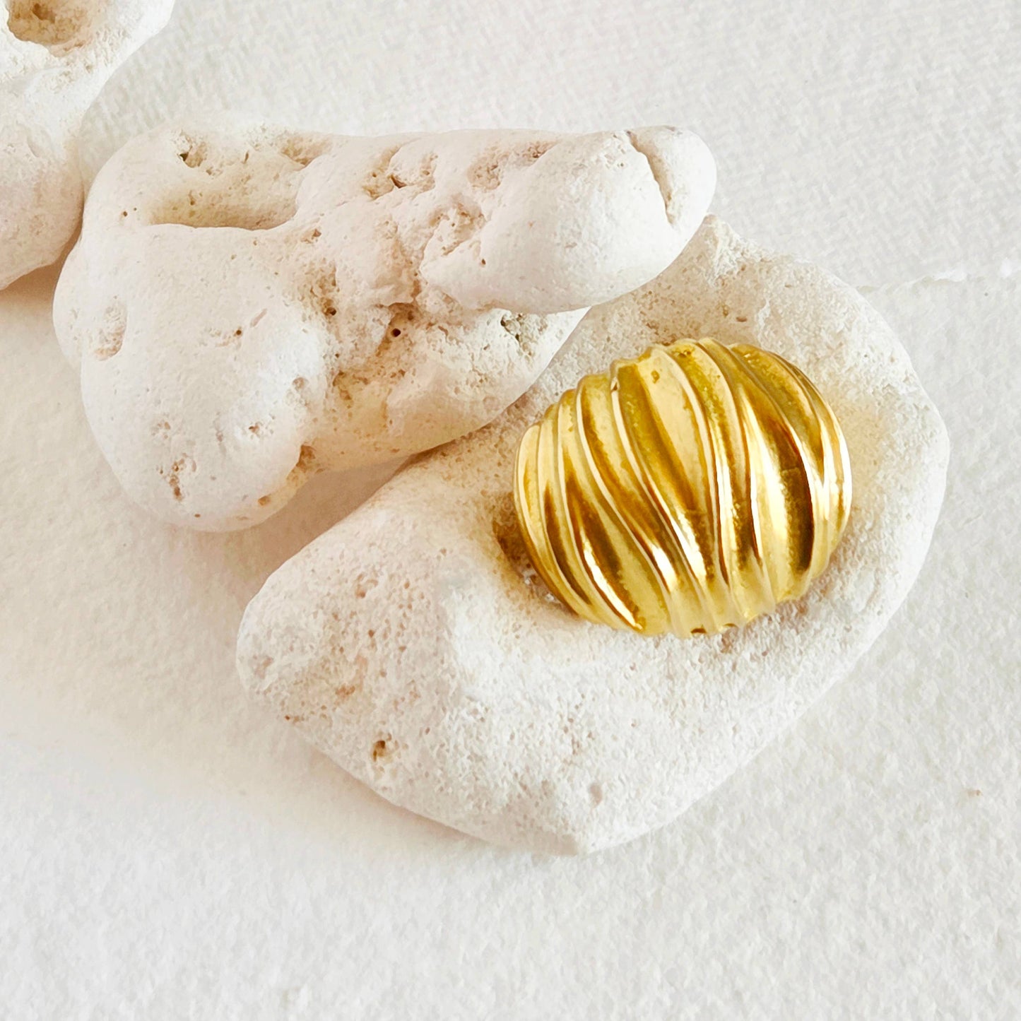 Brass dome wave statement ring