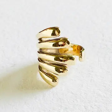 Handmade Brass Flair Five Prong Wrap Ring
