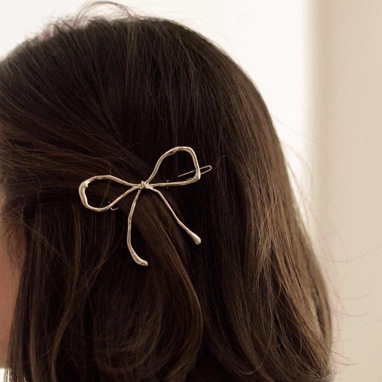 Metal Bow Barrette Hair Clip | Silver