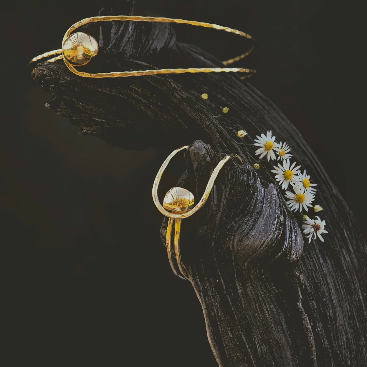 Brass Wire Sphere Bangle Bracelet