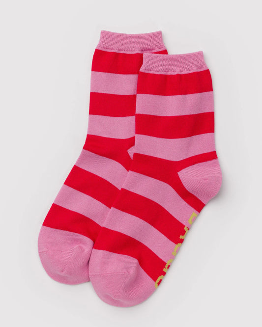 Crew Sock - Pink Stripe