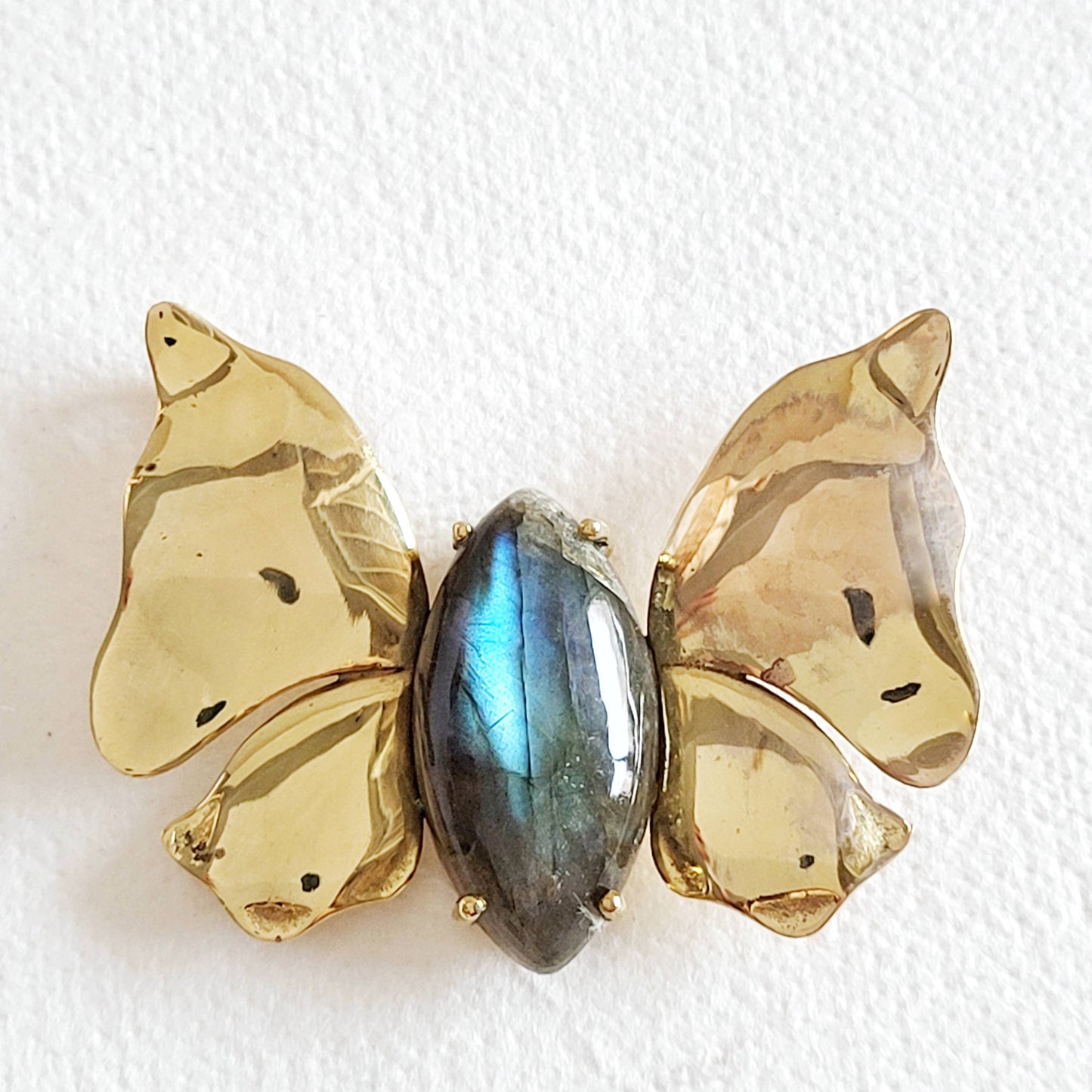 Brass Labradorite Butterfly Pendant Necklace