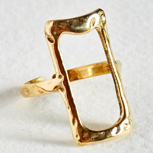 Brass Assymetrical Open Rectangle Ring Handmade