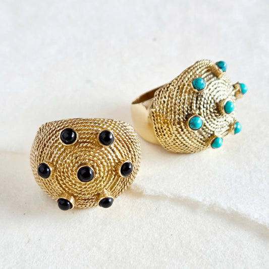 Handcrafted brass gemstone ring