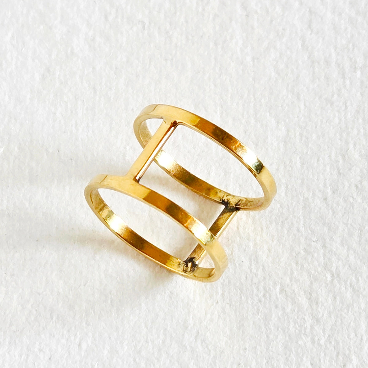 Solid Brass Caged Open Connected Ring Handmade
