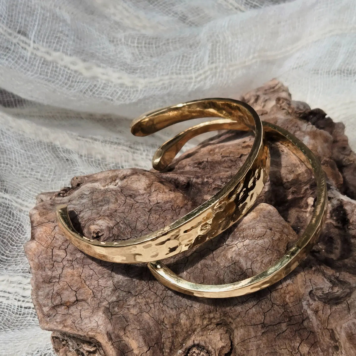 Brass Hammered Tuareg Band Cuff Bracelet Bangle - Small