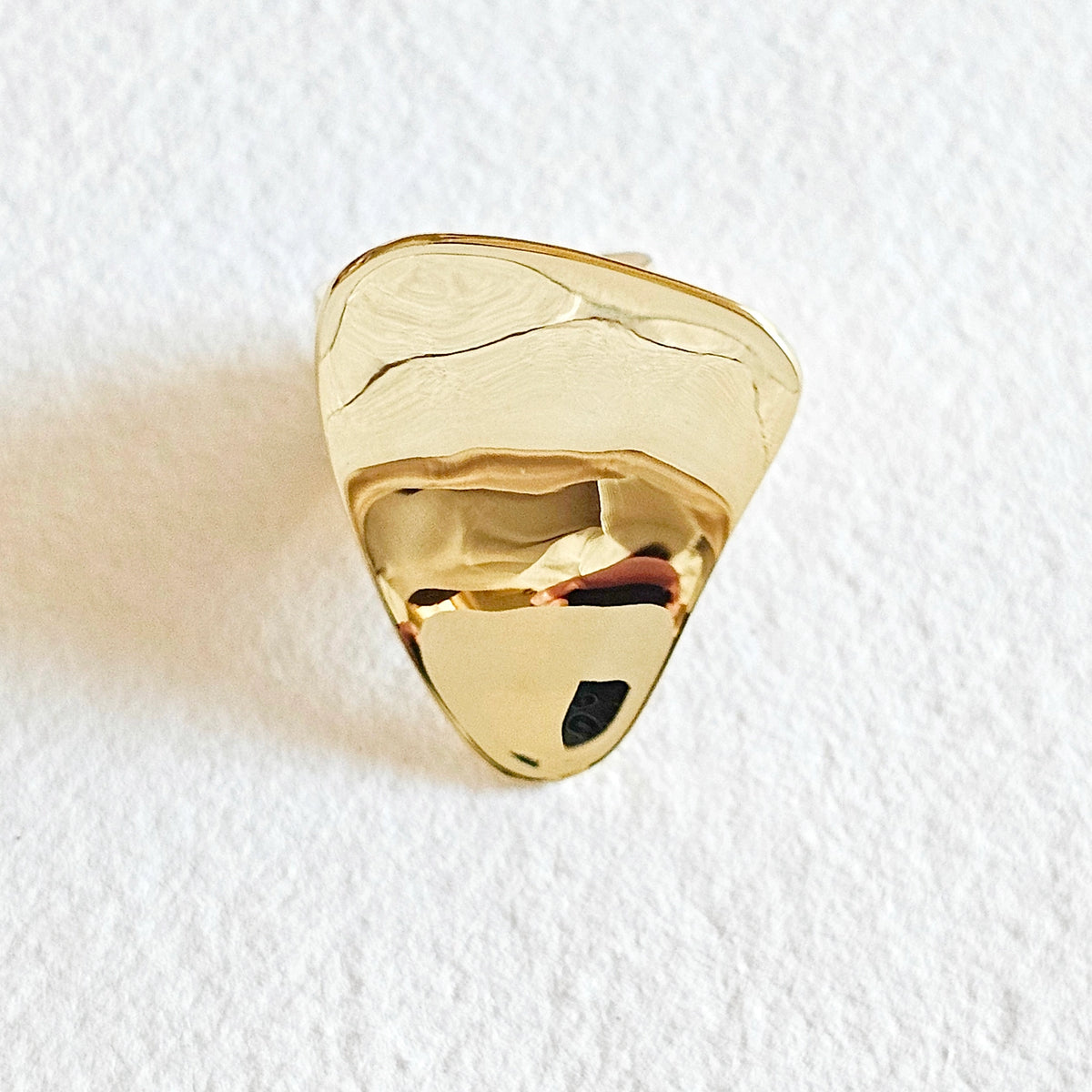 Brass Ring Pebble Convex Handmade Organic