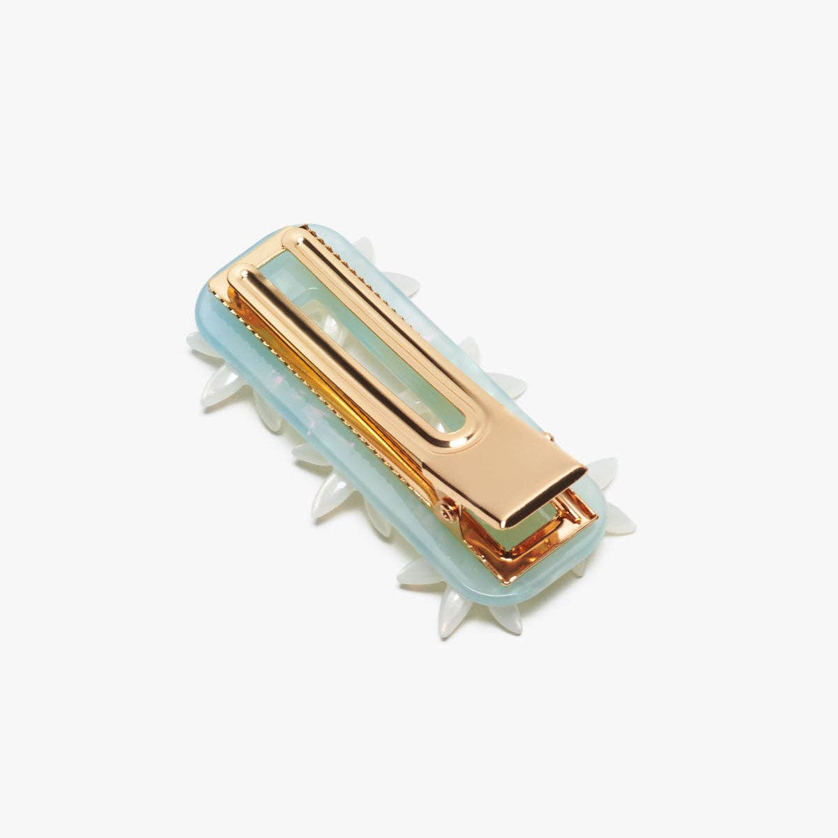 Undine Lotus Flower Alligator Hair Clip in Seafoam and White
