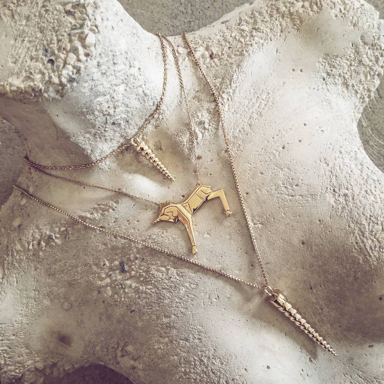Unicorn Horn Twist Pendant Chain Necklace
