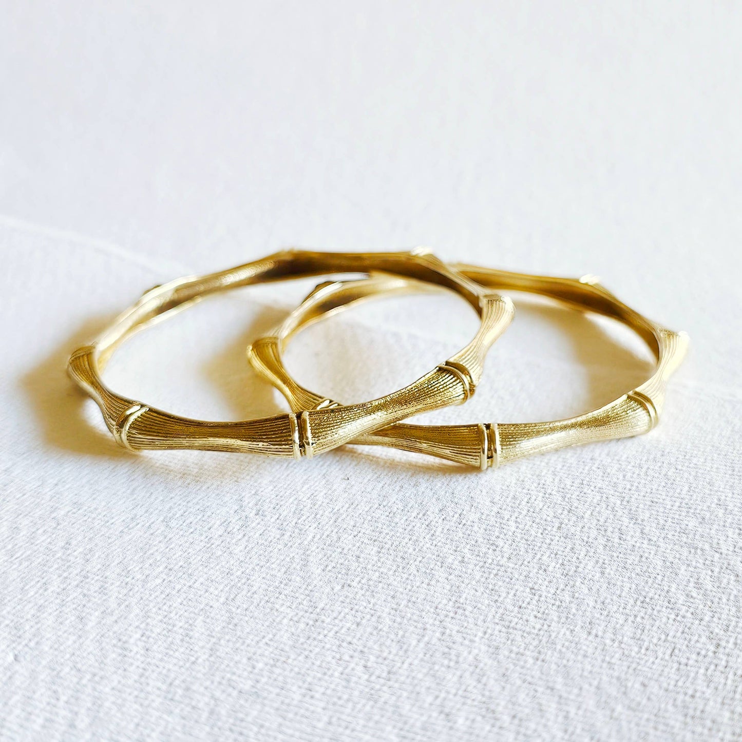Brass bamboo classic handcast bangle bracelet