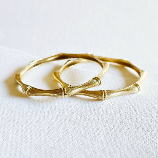 Brass bamboo classic handcast bangle bracelet