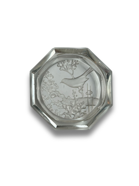 Songbird on Branch Czech Glass Salt Seller