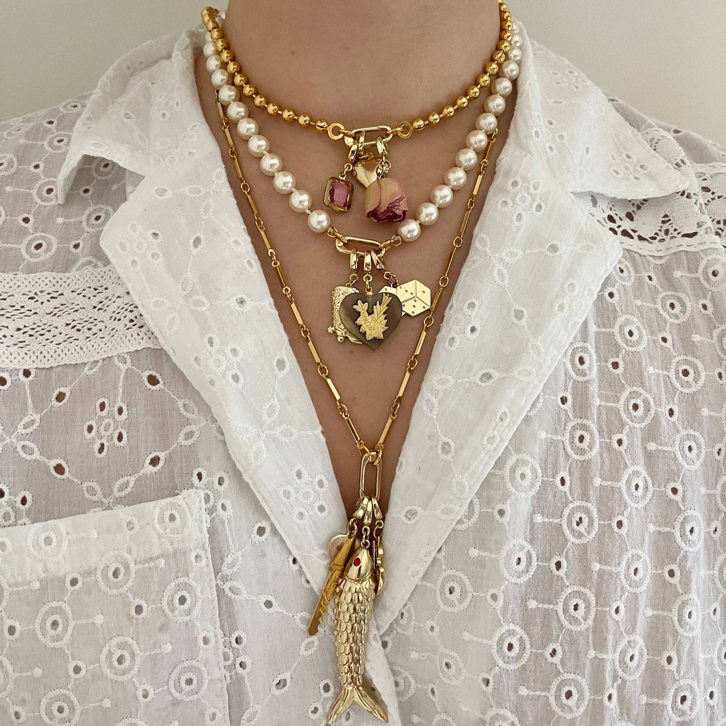 Large Ball Chain Charm Holder Necklace
