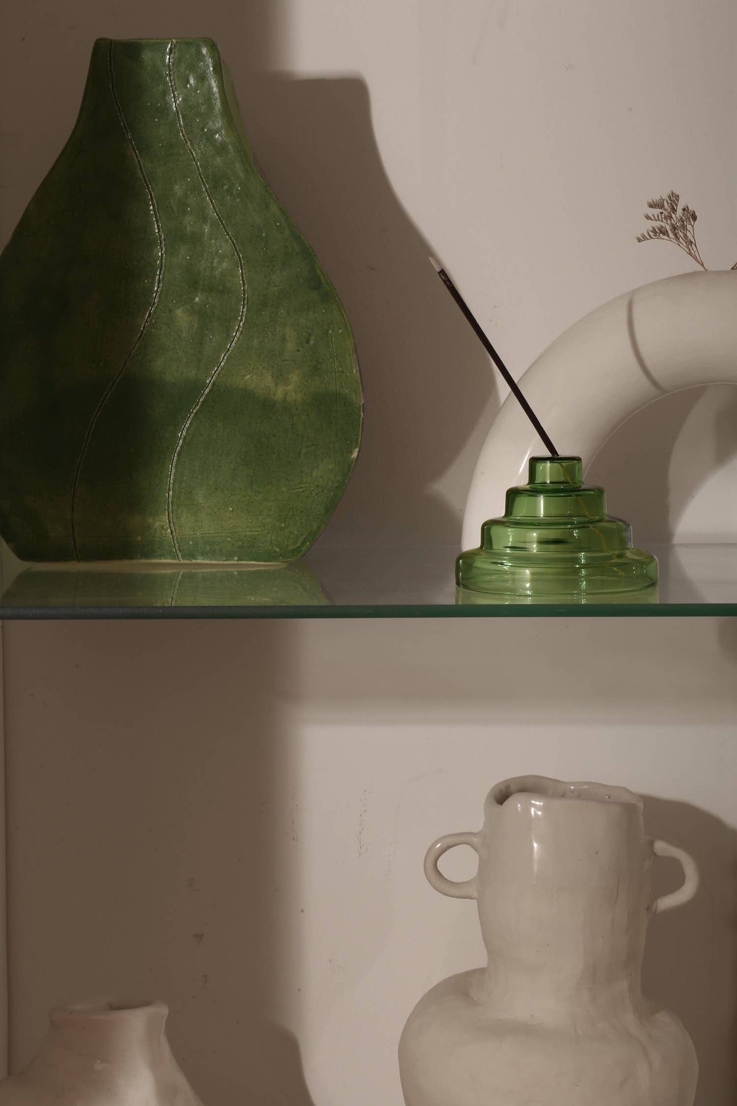 Glass Meso Incense Holder - Verde