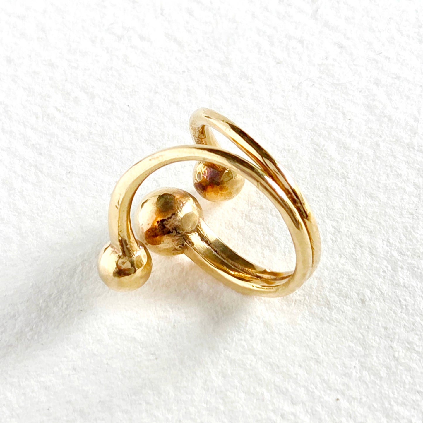 Brass 3 sphere adjustable handmade band ring
