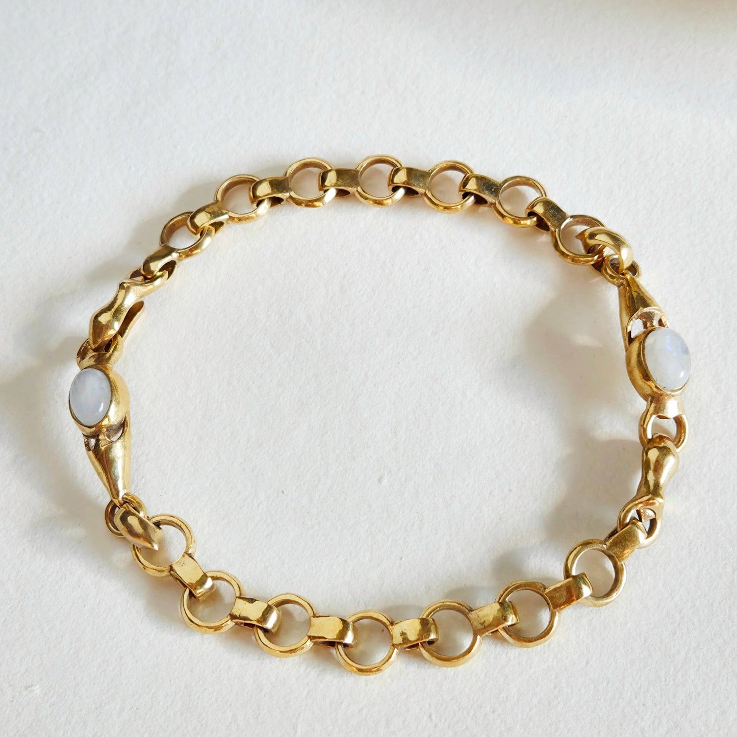 Brass Chain link chunky gemstone bracelet handmade