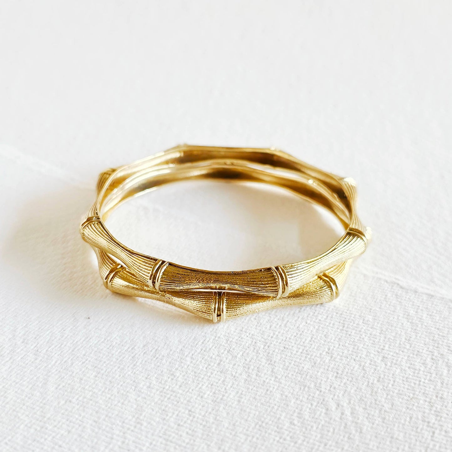 Brass bamboo classic handcast bangle bracelet