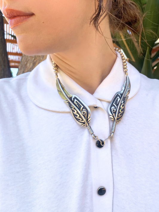 Sterling Silver Roanhorse Wings Necklace