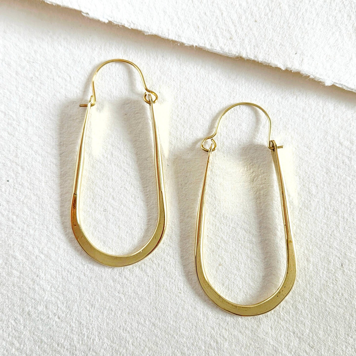Brass Oval Hoop Earrings