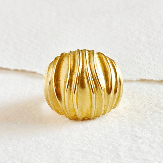 Brass dome wave statement ring