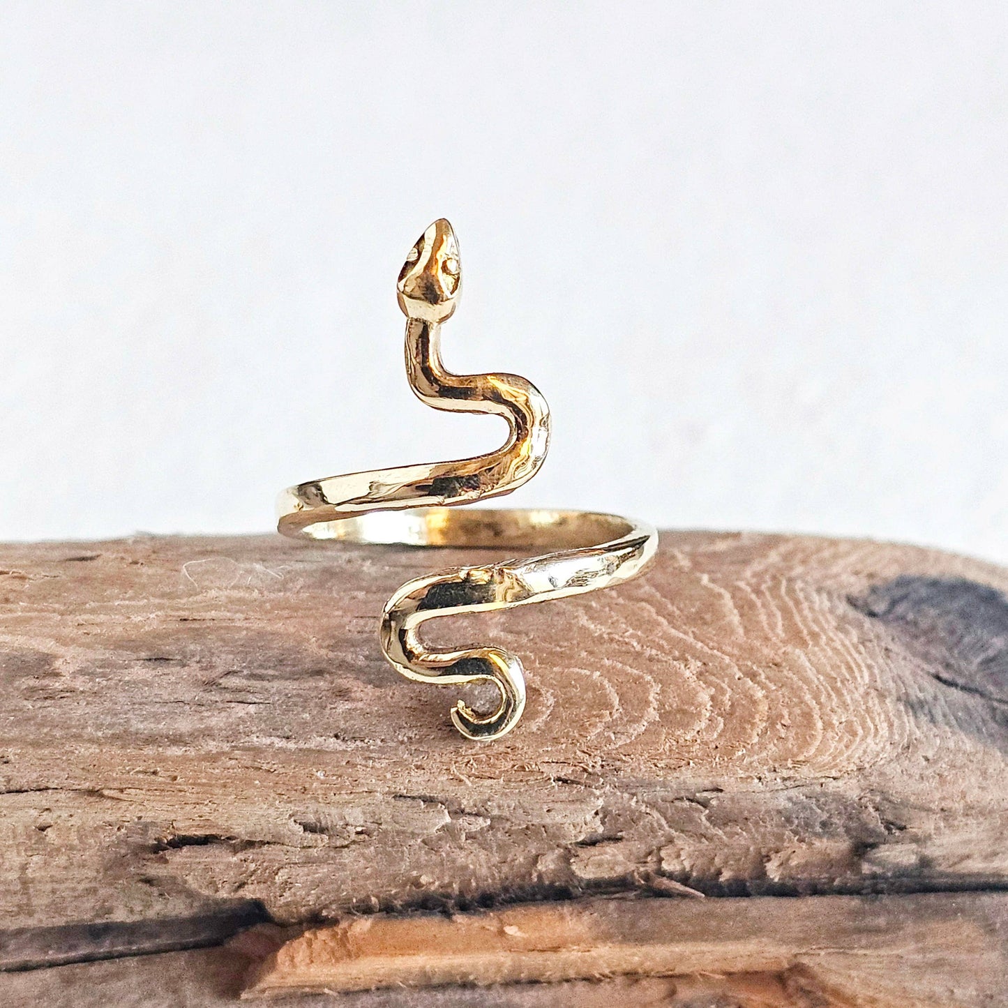 Brass snake serpent cobra ring adjustable handmade